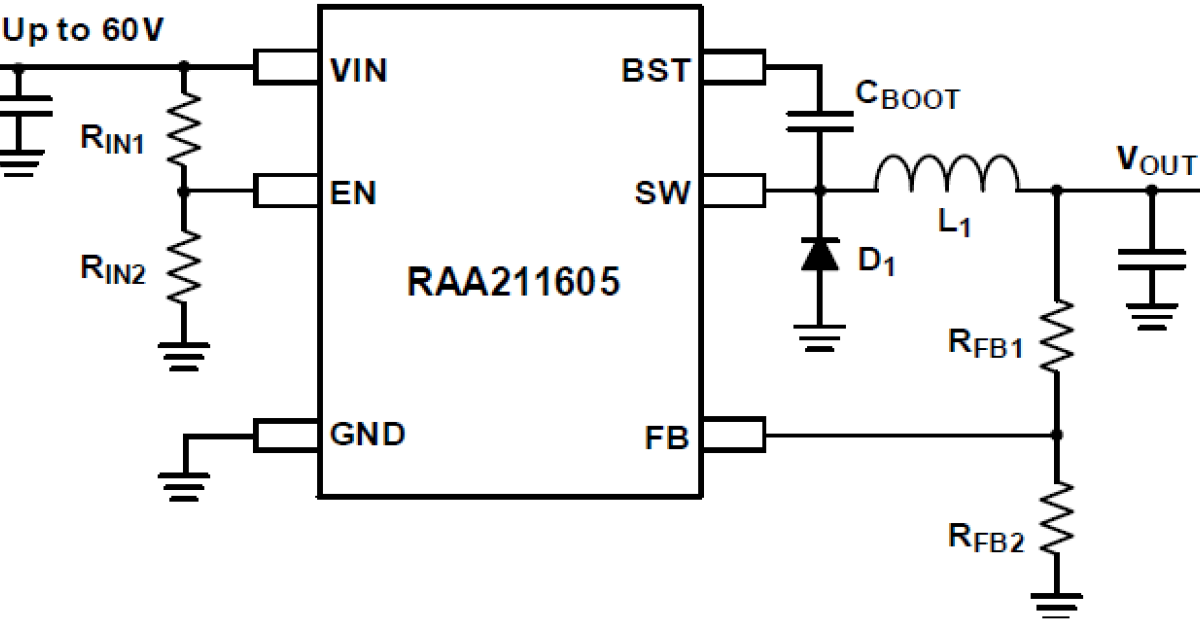 RAA211605 - スイッチング周波数450kHz、60V 0.5A DC/DC降圧 ...